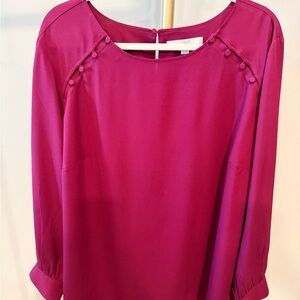 LOFT Fuchsia Blouse with Button Detail